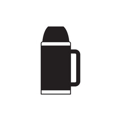 Thermos flask  icon in black flat glyph, filled style isolated on white background