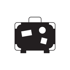 Suitcase travel, vacation icon in black flat glyph, filled style isolated on white background