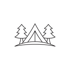 Obraz premium Camping, outdoor tent icon line style icon, style isolated on white background