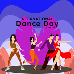 International dance day, vector illustration, Template design for banner, flyer, invitation, brochure, poster or greeting card.  An illustration of a beautiful dancing couple April 29 th. basic RGB