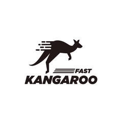 Fast symbol kangaroo design logo, Australian mascot illustration template