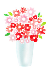 赤い花　水彩画