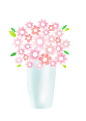 ピンク色の花　花束　水彩画