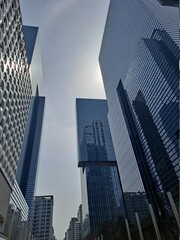 Obraz premium High rise modern office buildings in downtown financial district Seoul, South Korea