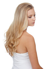 Fototapeta premium Shes calm about her beauty regime. A gorgeous young woman showing off her hair.