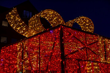 FYN, DENMARK - 16 December 2021 - Here light figures in the square, based on Walt Disney's famous...