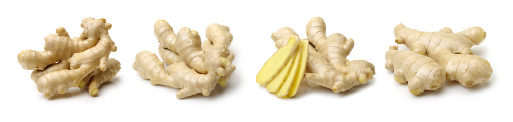 fresh ginger on white background