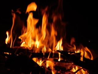 fuoco nel camino con legna che brucia