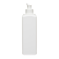 Cosmetic bottles with dispenser or sprayer isolated on white background. Bottle for ketchup, mustard, sauce. Antimicrobial liquid gel. Hand hygiene. Liquid soap. Cleaning agent.
