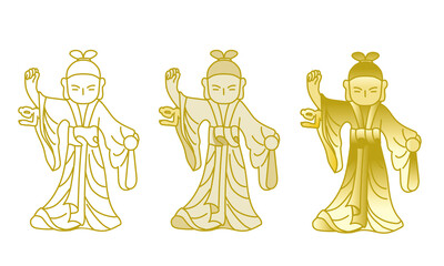 お釈迦様誕生！摩耶夫人の右脇から釈迦が生まれたイラスト