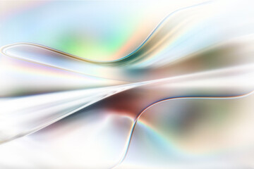 白く透明感の美しい虹色のメタリックなクールなガラス質感のアブストラクト
