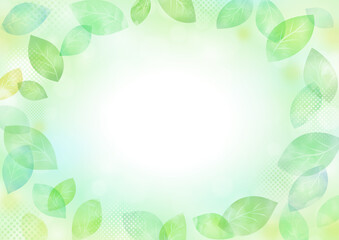 水彩 葉っぱの背景 フレーム