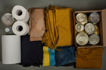 Donation for people from Ukraine. Donation boxes with clothing, food and hygiene products....
