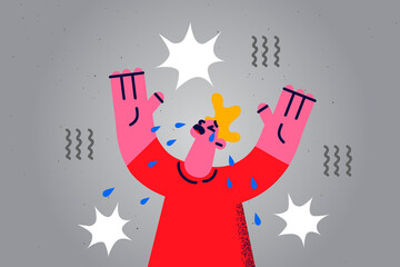 Unhappy boy child feel distressed crying 