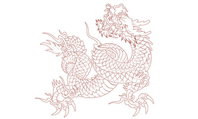 Oriental Dragon Korean Traditional Style Linework Tattoo Design 건대타투 용문신 타투도안 승천