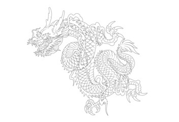 Oriental Dragon Korean Traditional Style Linework Tattoo Design 건대타투 용문신 타투도안