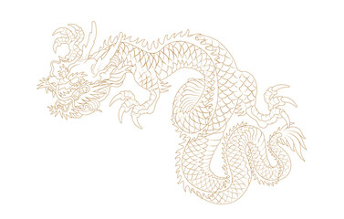 Oriental Dragon Korean Traditional Style Linework Tattoo Design