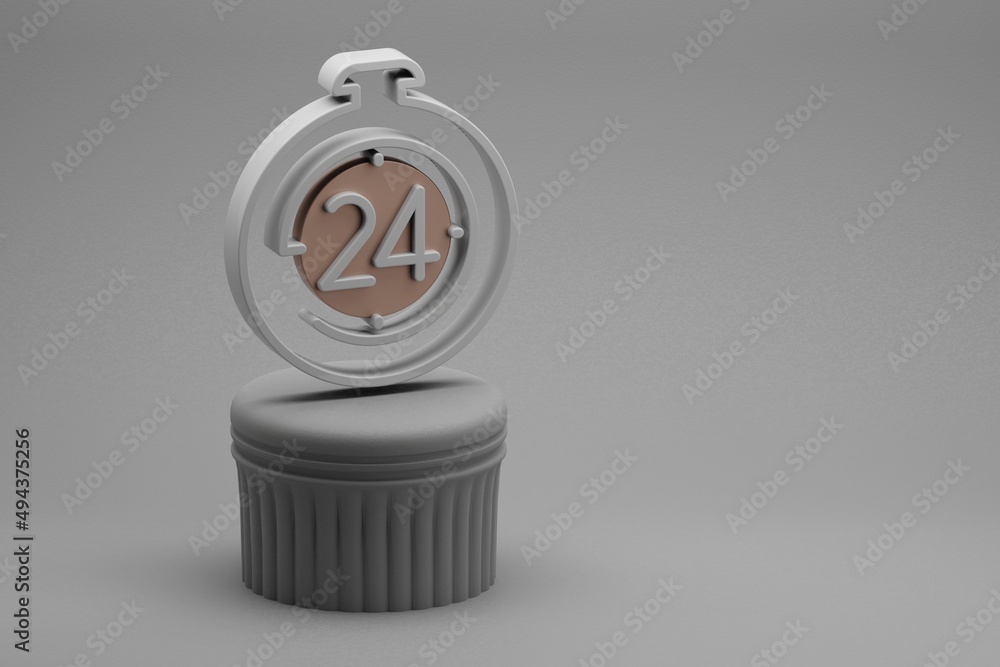 Poster beautiful abstract illustrations 24 hours timer symbol icons on a column and wonderful background. 3