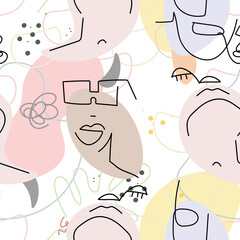 Face line pattern Abstract drawing seamless print