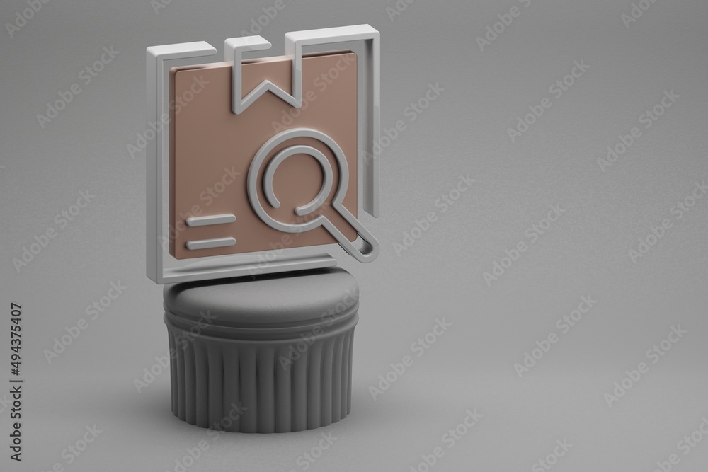 Poster Beautiful abstract illustrations Delivery Search symbol icons on a column and wonderful background. 3d rendering illustration. Background pattern for design. Online Shopping.