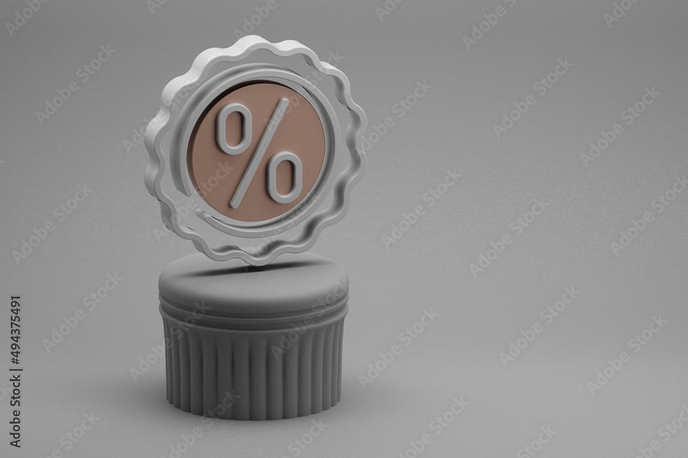 Poster beautiful abstract illustrations percent badge symbol icons on a column and wonderful background. 3d