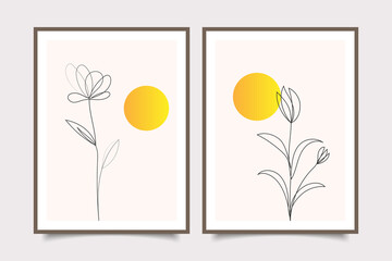 abstract minimalist hand drawn wall art collection