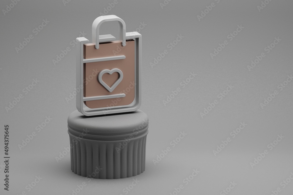 Aufkleber beautiful abstract illustrations shopping bag and heart symbol icons on a column and wonderful backg