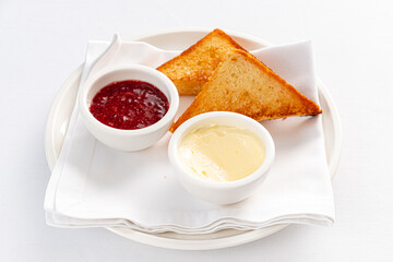 toasts with jam and butter