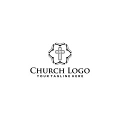 Church logo with bible vector graphic abstract
