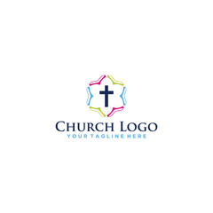 Church logo with bible vector graphic abstract