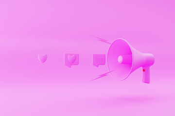 3d illustration pink megaphone for the announcement, communication, or alarm isolated on a pink background pink Bullhorn Portable Speaker