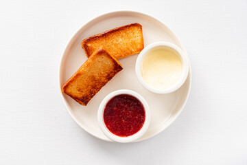 toasts with jam and butter