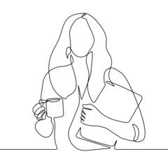 Businesswoman Continuous Line Drawing. Abstract Female Drawing One Line Style. Minimalist Fashion Concept, Woman Line Drawing. Female Modern Contemporary Portrait. Vector EPS 10