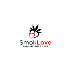 Marijuana and love logo sign design