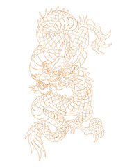 Oriental Dragon Korean Traditional Style Linework Tattoo Design old face looking down 건대타투 용문신 타투도안 등판