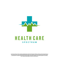 health cross with pulse logo design on isolated background. health pulse logo design icon