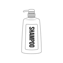 Shampoo Bottle Outline Icon Illustration on Isolated White Background Suitable for Cleanliness, Health care, Hair Hygiene Icon