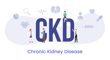 ckd chronic kidney disease concept with big word or text and team people with modern flat style