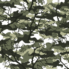 Fototapeta na wymiar Camouflage with branches. Gray background for clothes. Vector illustration.
