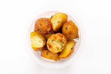 baked potatoes on the white background