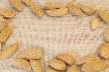 Close up shot of almonds with copy space