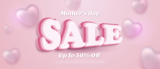 Beauty banner mother day sale design on pink background