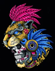 Foto op Plexiglas skull jaguar warrior aztec © cat poe