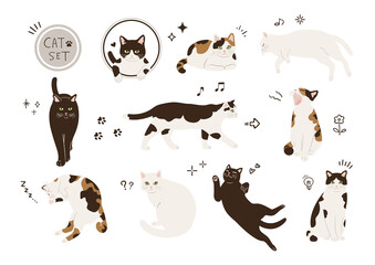 ねこと手書きのイラストセット © Spiharu