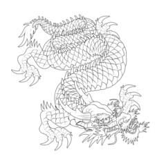 Oriental Dragon Korean Traditional Style Linework Tattoo Design simple wave 건대타투 용문신 타투도안