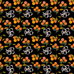 orange floral seamless pattern set. Modern design for paper, cover, fabric, interior decor and other users.