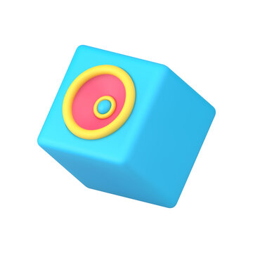 Modern acoustic system blue audio speaker 3d icon isometric vector illustration