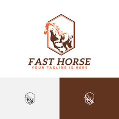 Equine Equestrian Horse Hexagon Engraving Style Vintage Retro Logo Template