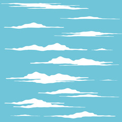 blue sky with clear white clouds, landscape, cloudy background, vector illustration