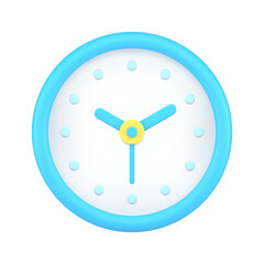 Blue circle wall watch 3d icon vector illustration